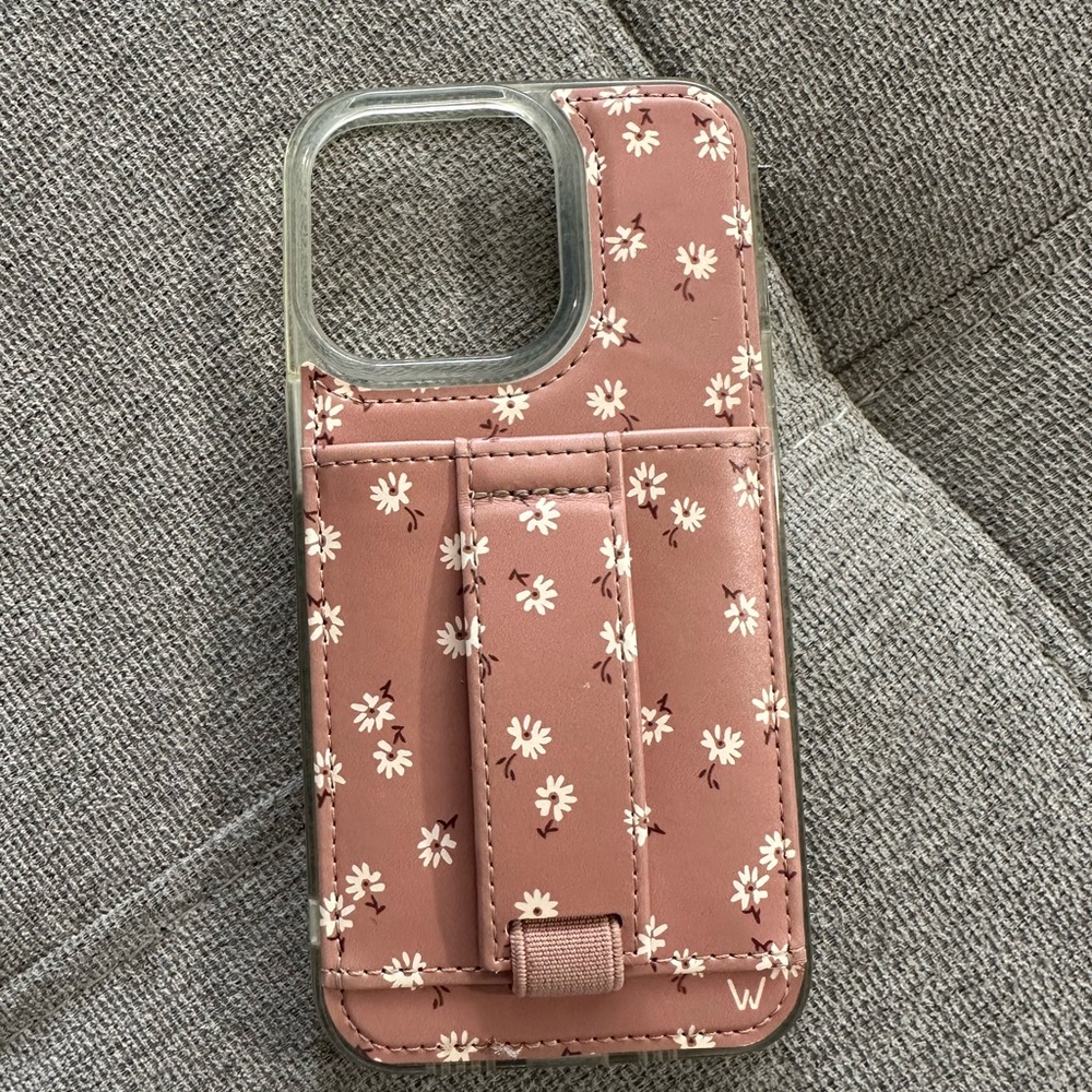 Pink Floral iPhone Case with Card Holder